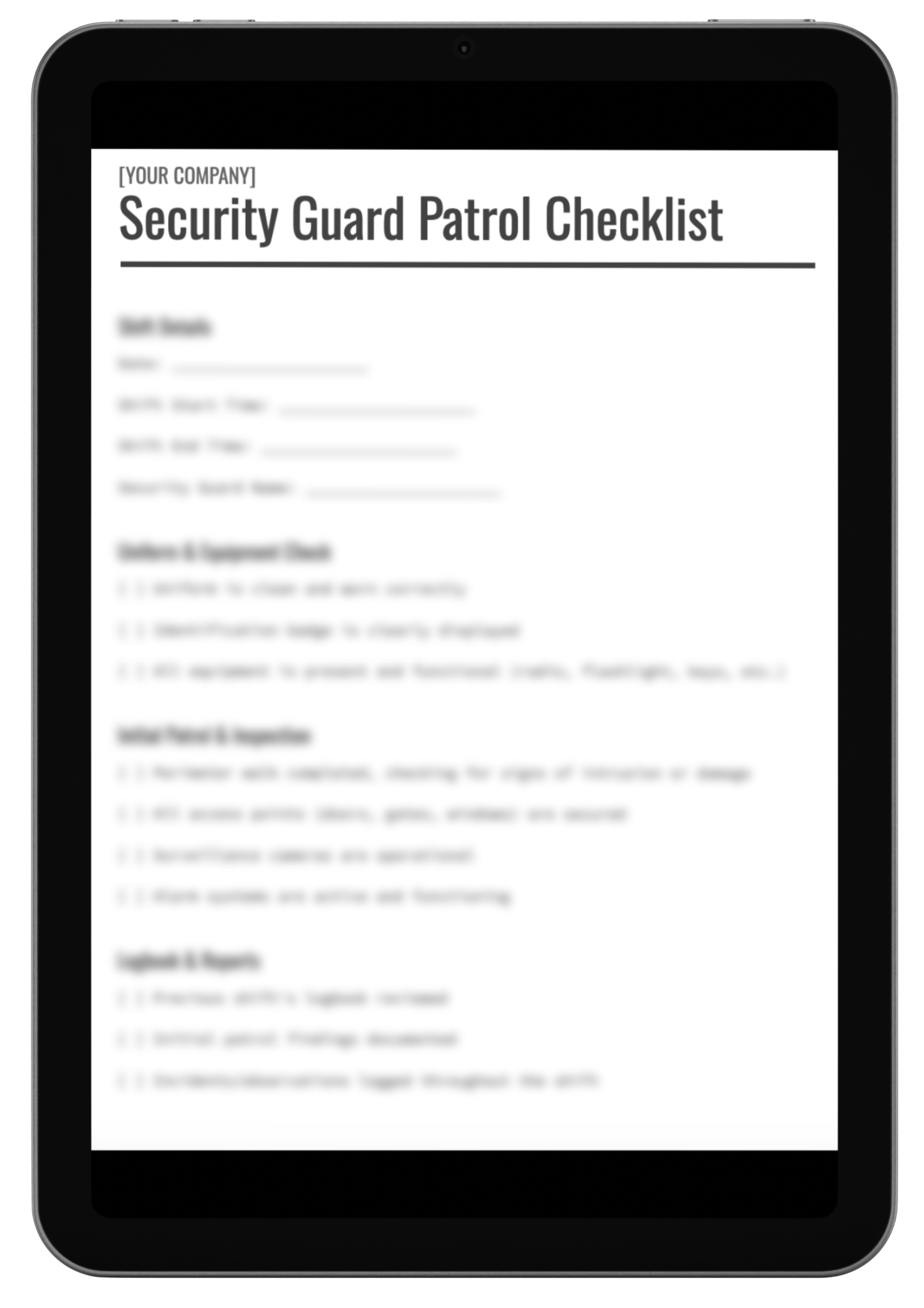 Free Security Guard Patrol Checklist
